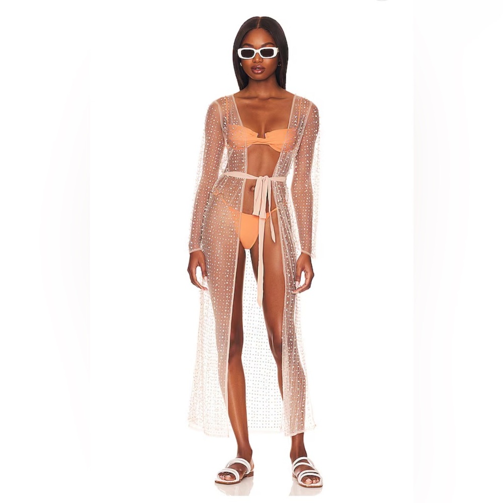 Late Nights Pearl Mesh Cardigan (swim coverup)